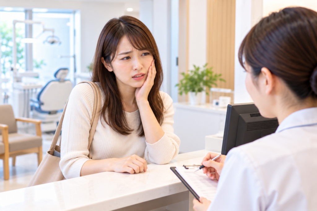 成城学園前で急な歯のトラブルのため歯科医院を受診する患者