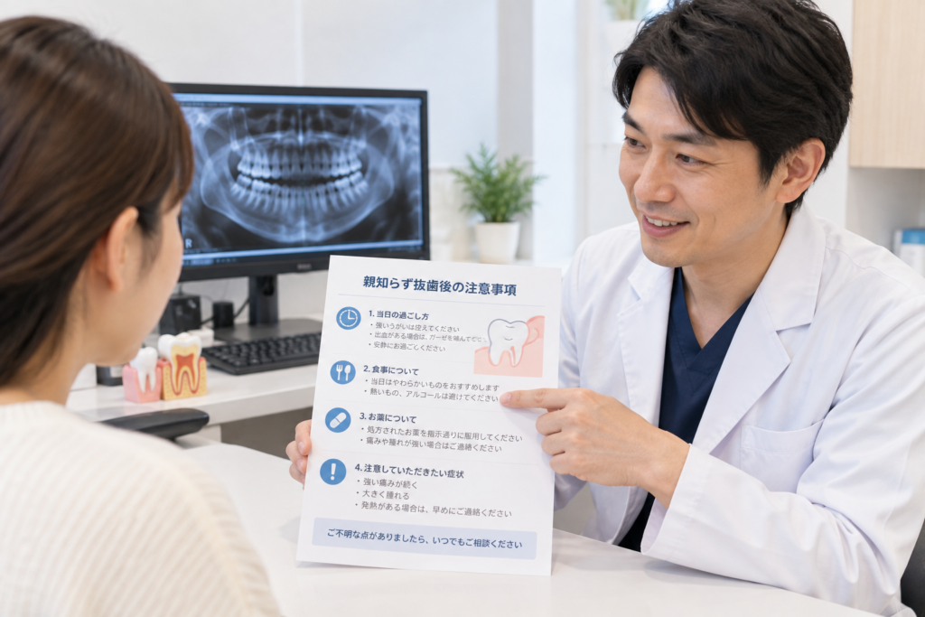 親知らず抜歯後の説明